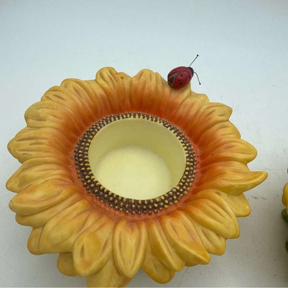 2 PartyLite Sunflower Buddies Ladybug Butterfly Tealight  Candle Holders - Picture 2 of 8